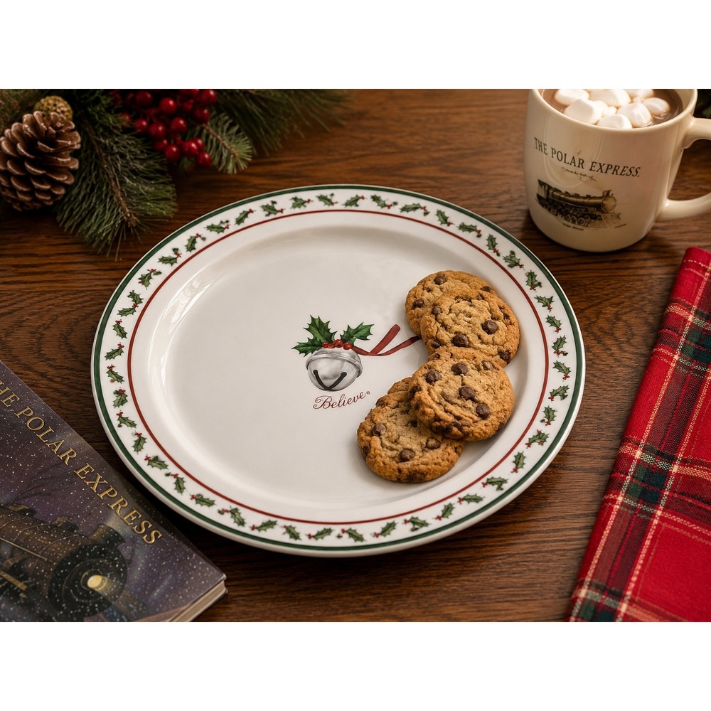 Hallmark Polar Express Believe 10" Christmas Plate Jingle Bell Santa‎ Cookies